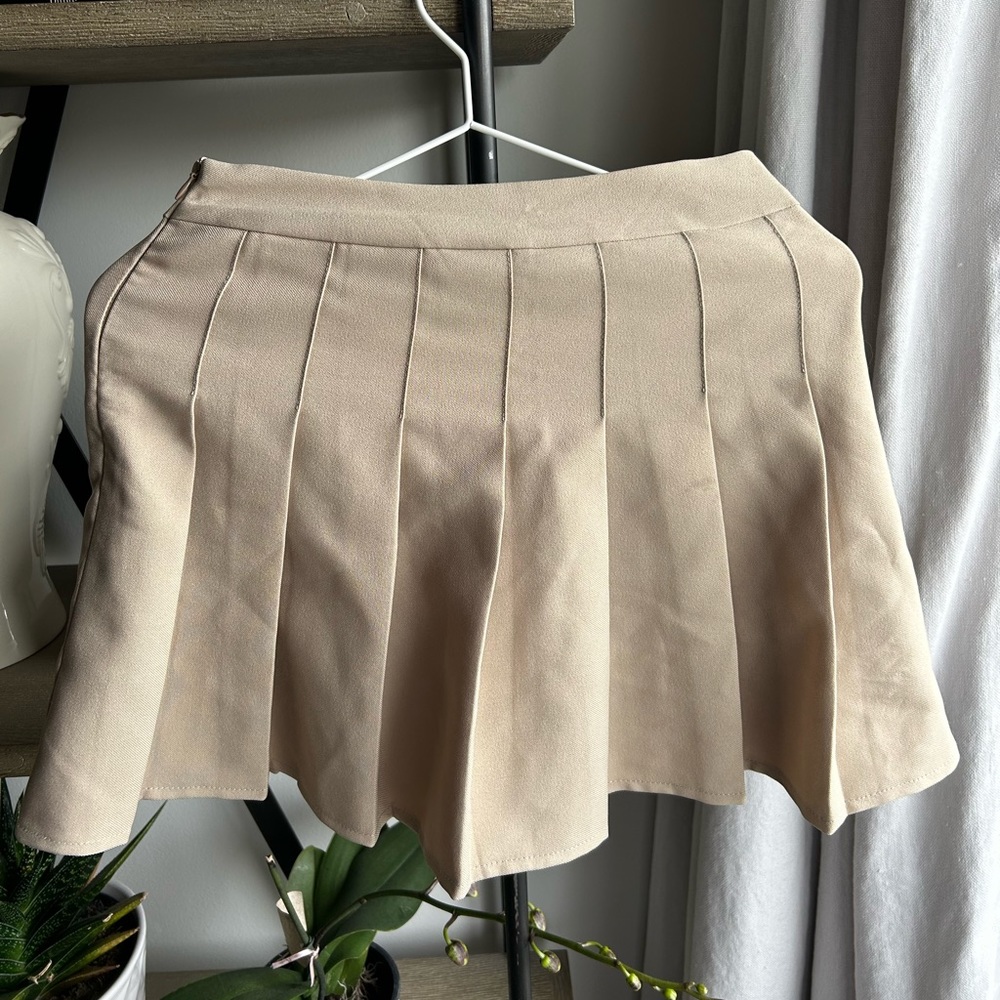 Tan Pleated Skirt